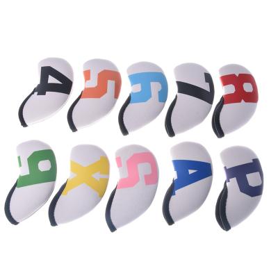 China Wholesale 10Pcs/Set Soft Light Goods Golf Light Head Cover Big Number Neoprene Putter Head Covers Cloth Golf Iron Head Diving Cover for sale