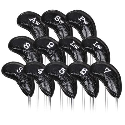 China Durable 12Pcs/Set Crocodile Grain Golf Club Durable PVC Iron Head Covers Golf Putter HeadCovers Crocodile Grain Pattern Waterproof Covers for sale