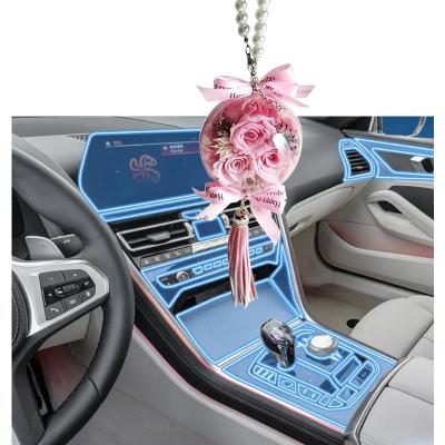 China Fashional Factory Wholesale Preserved Rose Everlasting Flower Acrylic Ball Key Chain For Women Girls Car Hanging Valentine's Day Gift for sale