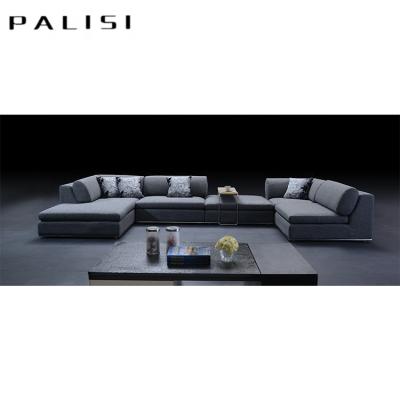 China High Quality Fabric Sofa Set Living Room Furniture Large Sectional Size U Shape Modular Chrome Steel Legs Bedroom Villa Sofa Furniture Large for sale