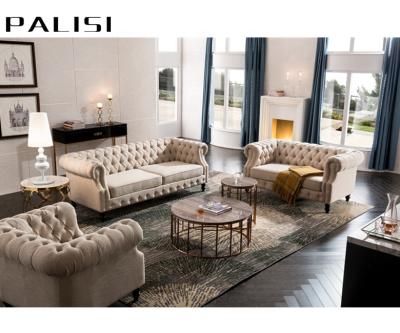 China Button Living Room Tufted Fabric American Tufted Sofa/Sectional Home Loveseat/Simple Chair Sofa Set Furniture for sale