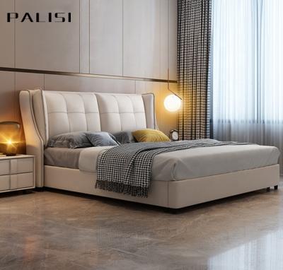 China Modern Style/Modern Bed Furniture Genuine Leather Genuine Leather Bed Set King/Queen Size Bed Luxury High Quality Fabric for sale