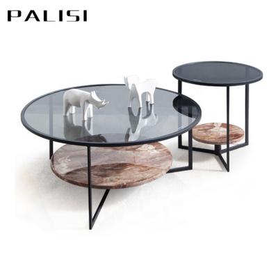 China Nordic post-modern design & Conventional Contemporary Style Marble Steel Base Living Room Center Coffee Table With Glass Table Top for sale