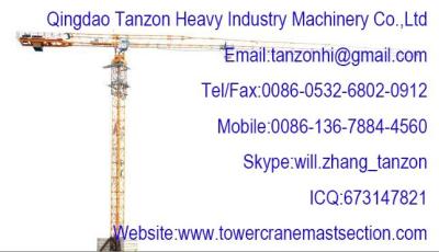 China TCP6015-8 8 ton Stone Bolt Fixing Type Flat Top China Tower Crane Manufacturer for sale