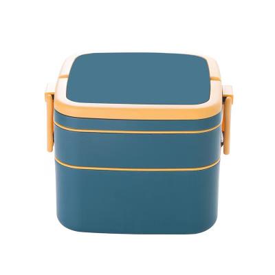 China Durable Double-Layer Portable Plastic Lunch Box With Lid Micro Wave Bento Lunch Box For School Kids for sale