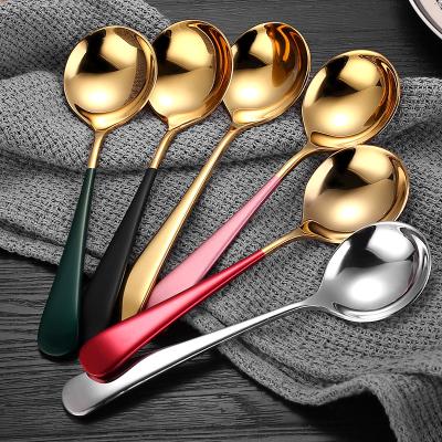 China Sustainable Multifunctional 304 Stainless Steel Soup Spoon Edible Ramen Spoon For Household Tableware for sale