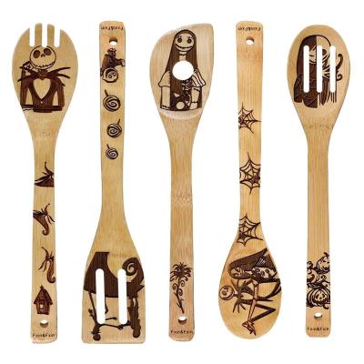 China OEM Logo Non-Stick Spatulas Spoon Bamboo Cookware Sustainable Household Tool Kit Bamboo Kitchen Utensils for sale