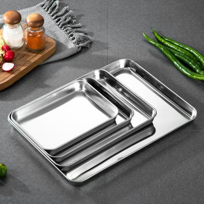 China Sustainable Hot Product Rose Gold /Sliver Gold Stainless Steel Square Serving Tray Heat-Resistant Cooking Tray for sale