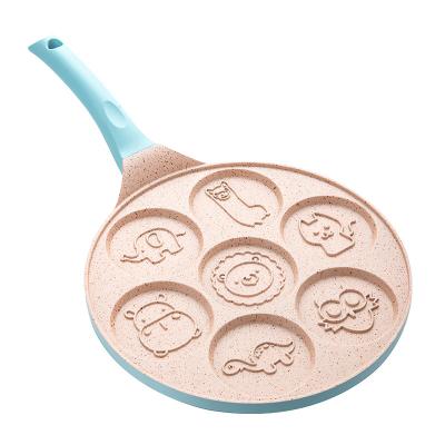 China Minimalist Seven-hole Cartoon Breakfast Frying Pan Aluminum Alloy Kids Non-Stick Omelet Pans for sale