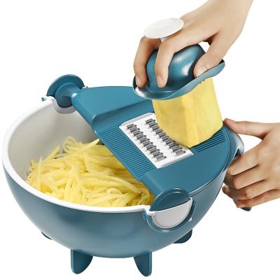 China Viable Multifunctional Potato Slicer Plastic Garlic Grater With Drain Basket Handheld Vegetable Tool for sale