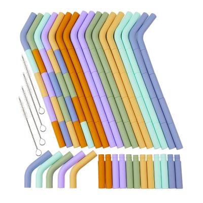 China Newest Silicone 2022 Eco-Friendly Section Straw Eco-Friendly Biodegradable Bar Supplies Colorful Straw for sale