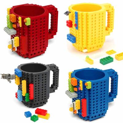 China Minimalist Wholesale 12 Ounce DIY Brick Blocks Cup Dressing Block Puzzle Cup Drinkware Set For Kids for sale