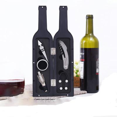 China New Popular Bottle Shaped Sustainable 5pcs Wine Tender Set Customized Logo Wine Opener Accessories Gift Set for sale