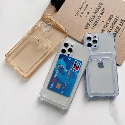 China Transparent Anti-drop Card Holder iPhone Case TPU Back Cover Case For iPhone 11 7/8 pro plus max max 12 xr mini xs for sale