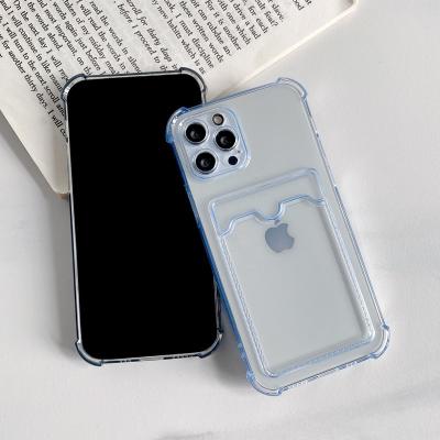 China Transparent Anti-fall TPU Card Slot Back Cover Case Card Holder Case For iPhone 7/8 plus 11 pro 12 mini max xr xs for sale