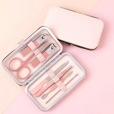 China Durable Professional 7 in 1 Stainless Pedicure Care Tools Manicure and Pedicure Set with Luxurious Travel Case for sale