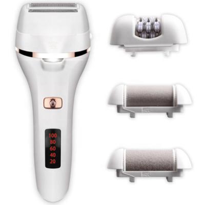 China Waterproof 4 in 1 Professional Portable Replaceable Rechargeable Electric Foot Folder and Callus Remover USB Epilator Foot Rasp for sale