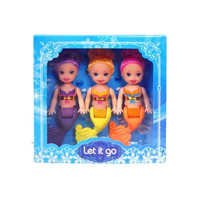 China Soft Toy Mini Mermaid Toy Fashion 3.5inch Doll Baby Mermaid Doll Toy For Children 3 Pcs Doll In One Box for sale