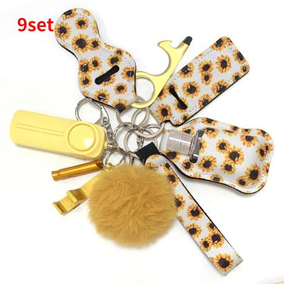 China USA 9pcs Alarm Self-Defense Siren Set Flashlight Mini Personal Safety Alarm Key Chain Key Chain for sale