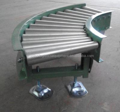 China Fire Resistant JS Curved Gravity Roller Conveyor Taped Roller Conveyor for sale