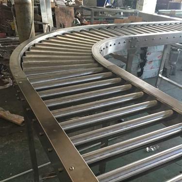 China JS Oil Resistant Steel Tapered Roller Conveyor, Bend Flexible Conveyor, Stainless Steel Curved Roller Conveyor for sale