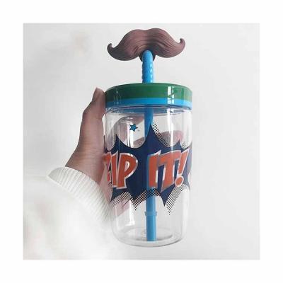 China Cheap Price Viable Straw Cover Cup Funny Children&'S Straw Cup Drink Cup With Straw Lid for sale