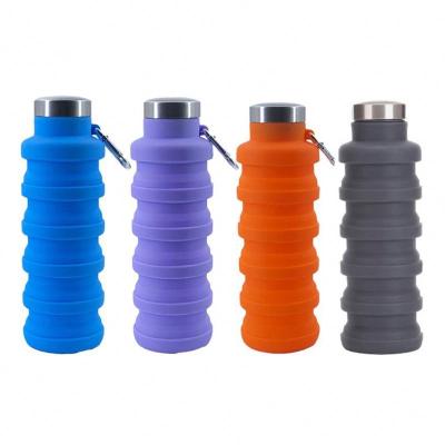 China 550ML Silicone Outdoor Sport Sustainable Custom Eco - Friendly Leakproof Collapsible Water Bottle for sale