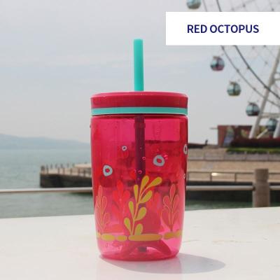 China Promotional Kids Plastic Insert 16oz Eco-Friendly Double Wall Reusable Plastic Drinking Cups 16oz With Lid Straw for sale