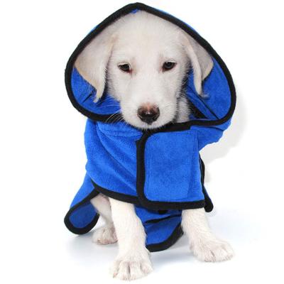 China Viable Soft Absorbent Robe Quick Drying Fiber Pet Bathrobe Pet Dog Bath Towels Thin Coats for sale