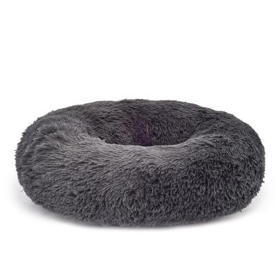 China Sustainable Wholesale Custom Modern Plush Sleeping Dog Bed Sofa Bed Round Luxury Plush Kennel for sale