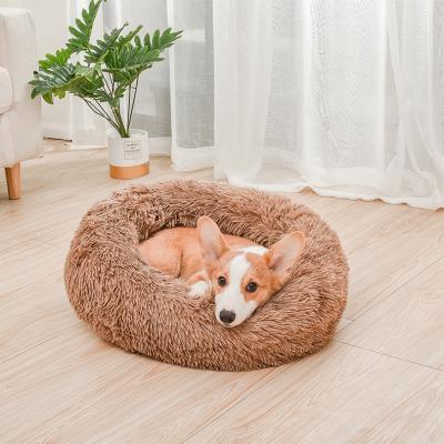 China Cat Litter Dog Bed Kennel Round Plush Toy Liveable Creative Pet Nest Plush Factory Border Explosion for sale