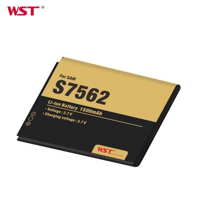 China WST Smaller 3.7v Standard Mobile Phone Replacement 1500mah Battery For Samsung S7562 One Year Warranty for sale