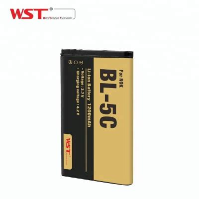 China WST Brand Mobile Phone Long Standby Time 3.7v 1200mah Lithium Ion Battery For Nokia BL-5C Replacement Battery for sale