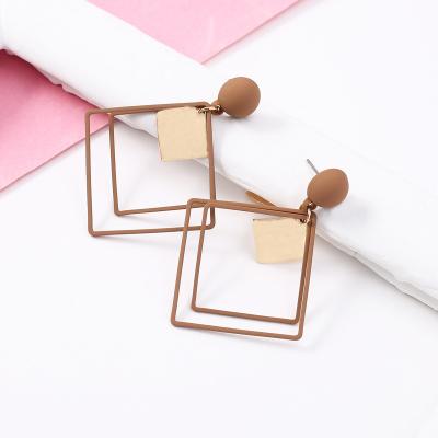 China Fashionable Korean personality high cold earrings, metal piece trendy geometric hollow earrings for sale