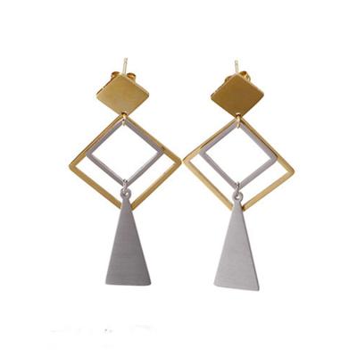 China Trendy Fashionable Steel Geometric Simple Personality Irregular Shape Titanium Long Earrings for sale