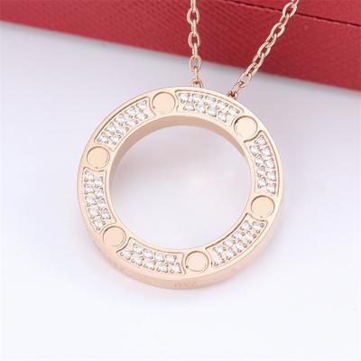 China European and American Popular Rose Gold Stainless Steel Personality Clavicle Necklace TRENDY Brand Designer Pendant for sale