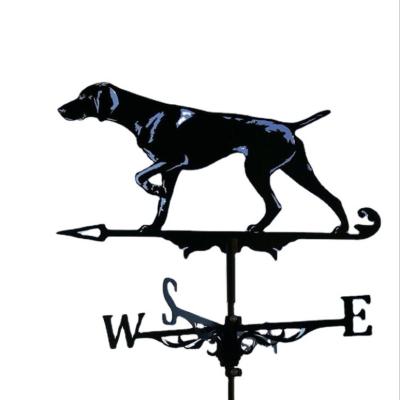 China Decorative Art Metal Craft Animal Wind Direction Indicator Black Hound Iron Art Windmill Dog Weather Vane European Iron for sale