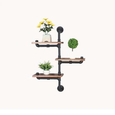 China 3 Tier Pipe Wall Shelf Vintage Industrial Rustic Iron Mounted Shelving Restaurant Cafe Bar Shop Home Decoration for sale