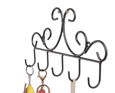 China Wall Mounted Stocked Fabric Hook Holder With 5 Key Metal Hangs Iron Hook For Hanging Accessory for sale