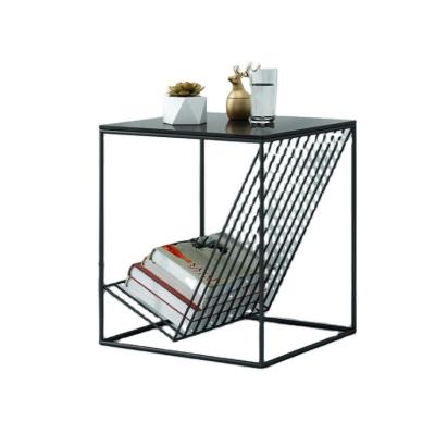 China Modern Simple Creative Square (Other) Small Adjustable Cabinet Black Side Art Bedside Iron Coffee Table Zen Metal Lacquer Baking Hammered Metal for sale