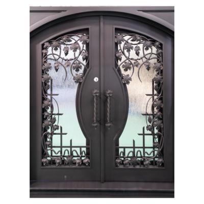 China Waterproof Decorative Sheet Double Iron Arched Doors  Wrought Iron Entry Gate Designs Steel Door Metal Door for sale