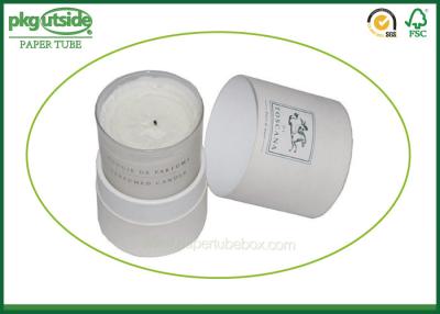 China White Card Cardboard Canister Packaging , Custom Printed Candle Boxes for sale