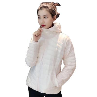 China Breathable Women Double Side Light 90% Duck Down Jacket Hooded Windbreakers White Jacket LightweightCoats for sale