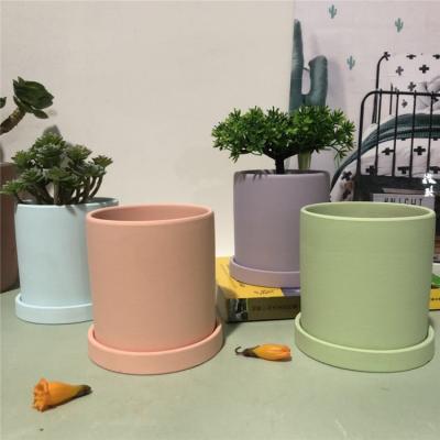 China Breathable Ceramic Flower Pot Golden Bonsai of Northern EuropeinsBreathable Straight Cylindrical and Permeable Scindapsus of Succulents Flowers for sale