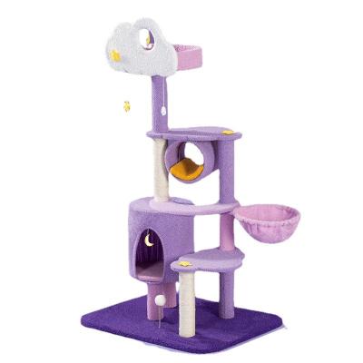 China Cat Tower Scratching Board Dream Scratching Toy Sturdy Solid Wooden Pole Cat Litter Cat Tree Integrated Frame Pet Climbing Scratching Toy Large for sale