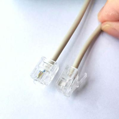 China CCA 6P2C Male To Male Telephone Telephone Connector Cable for sale