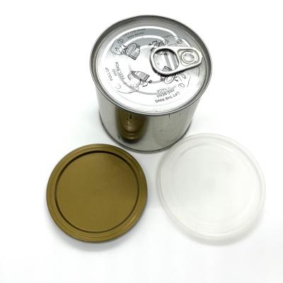 China Food Grade Round Metal Can Ring Tin Can For Nut Packaging Pop Top With Plastic Lid for sale