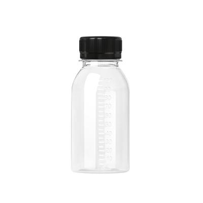 China 100% Virgin Material 100ml Small Round Homemade Cold Brew Coffee Smoothies Milk Transparent Juice Bottle Packaging Plastic Container for sale