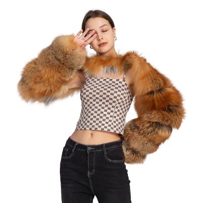 China New Coming Breathable Women Fashion Soft Warm Natural Fur Shrug Arm Sleeve Real Fur Sleeves for sale