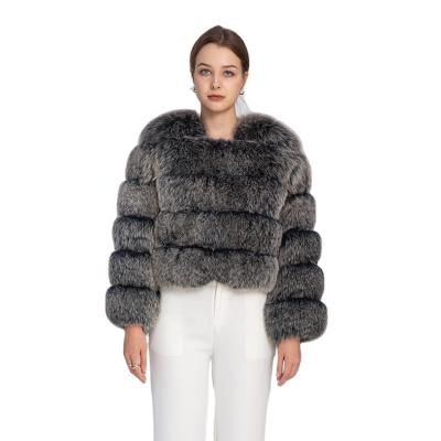 China 2021 Newest Amazing Full Sleeve Anti-Shrink Winter Real Fur Short Crop Coat Women Fox Fur Coat for sale